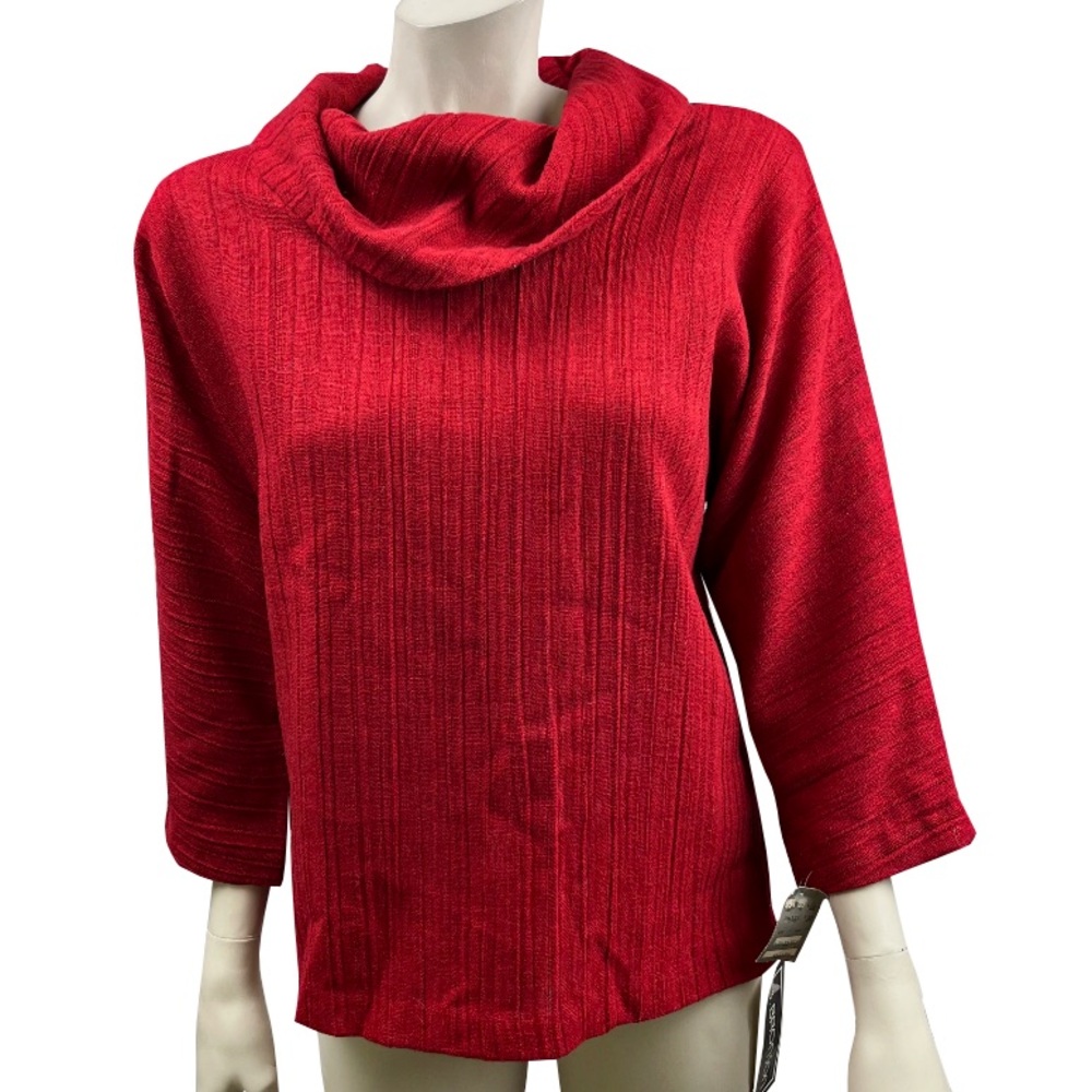 Vintage 1980s‎ Deadstock Red Wool Blend Cowl Neck Top